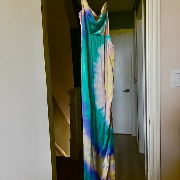 Silk Retrofete Multicolor Tie-Dye Maxi Slip Dress - Picture 7 of 14